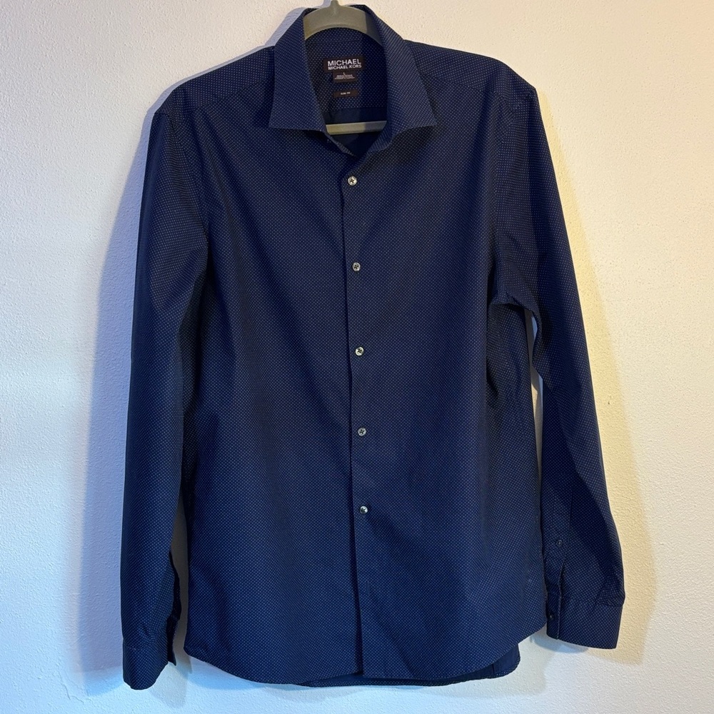 Michael Kors Large Men's Navy Dress long sleeve Shirt